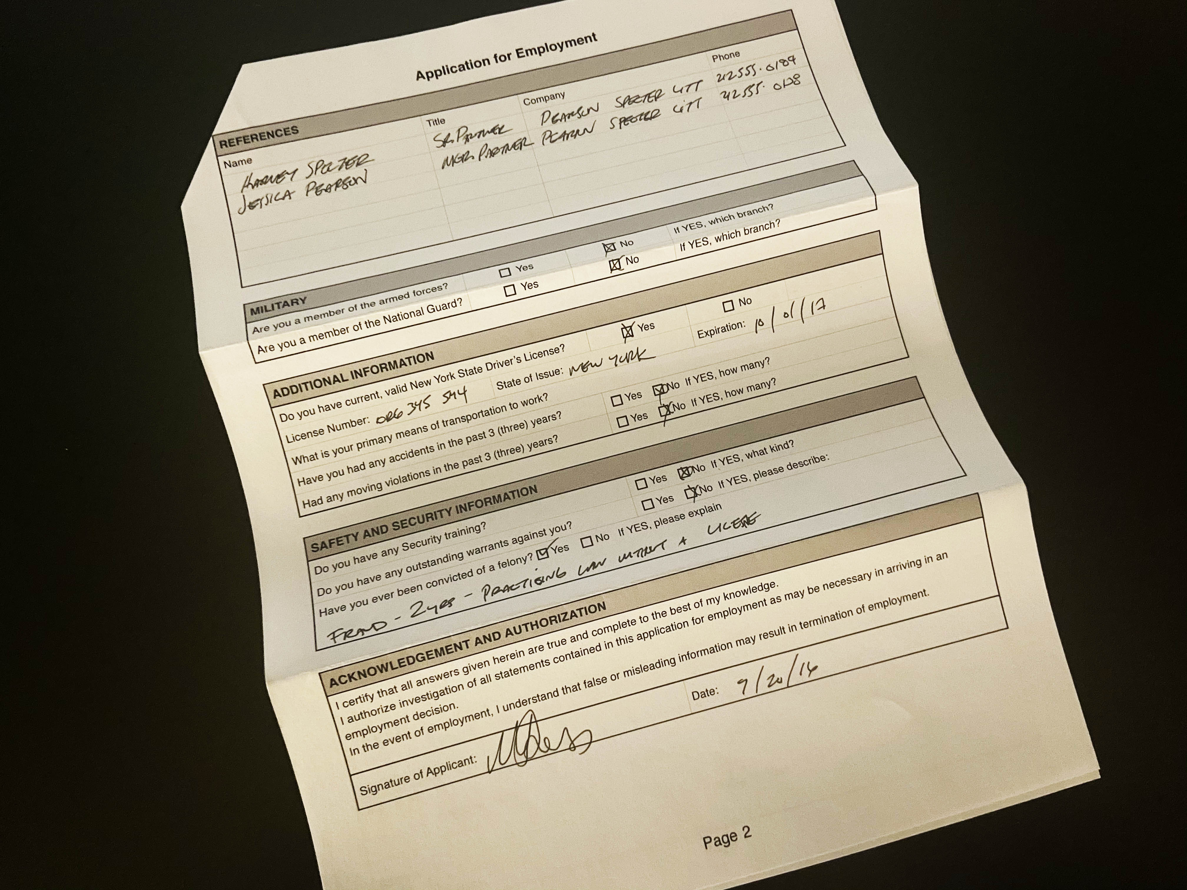 SUITS TV Series S06E11 Mike Ross Eastside Legal Clinic Application Prop