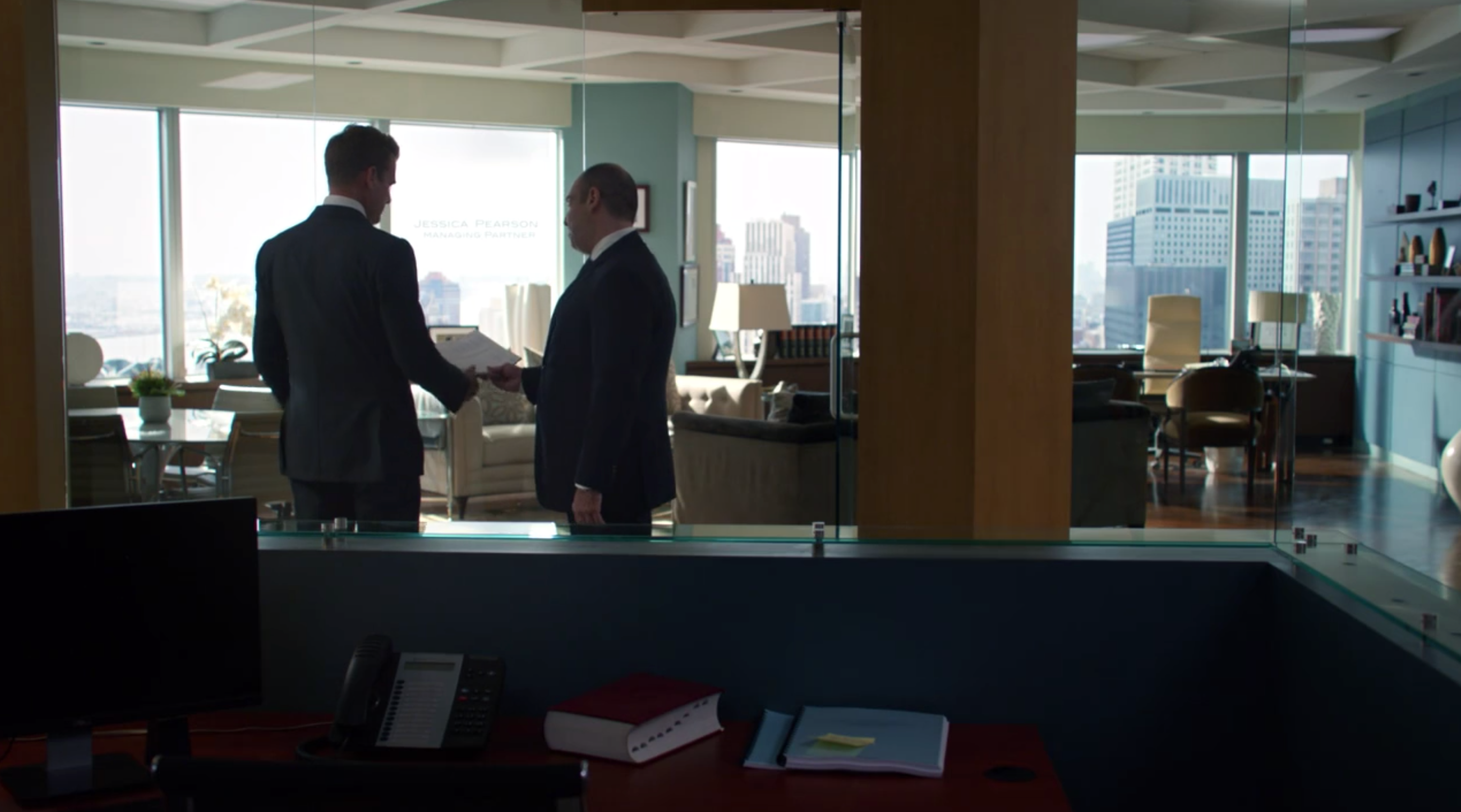 SUITS TV Series S06E11 Pearson Specter Litt Ledger from Louis Litt Gives to Harvey Specter